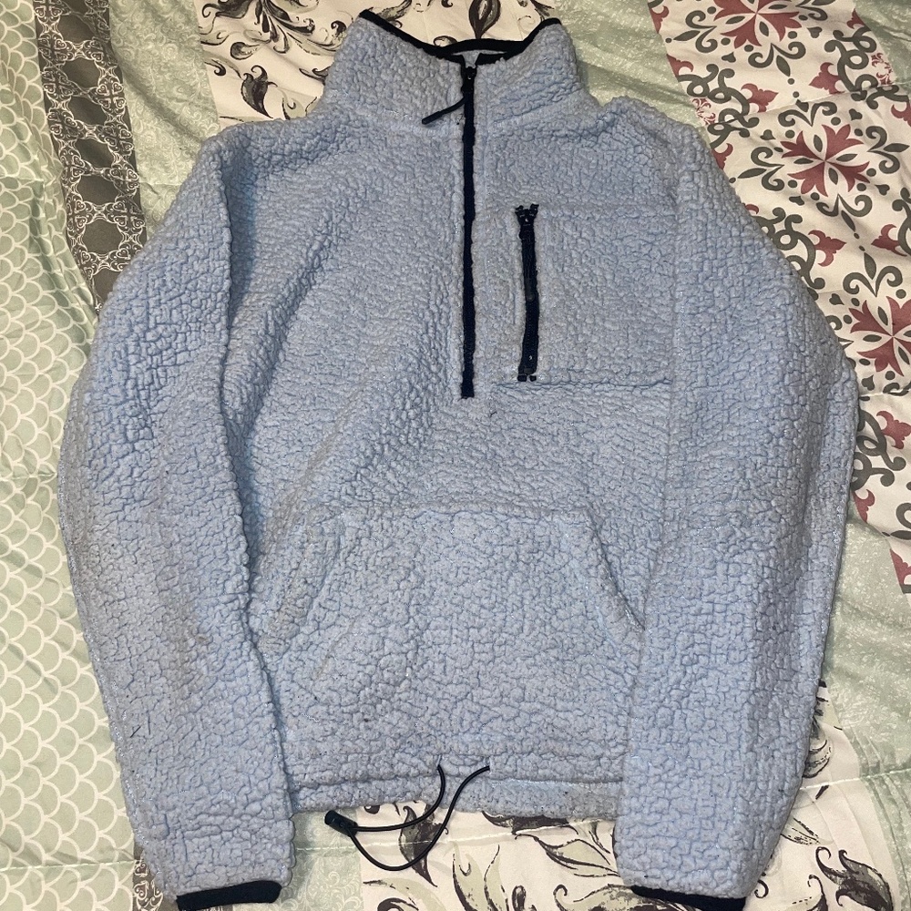 Light Blue Women Fleece Pullover Sweater